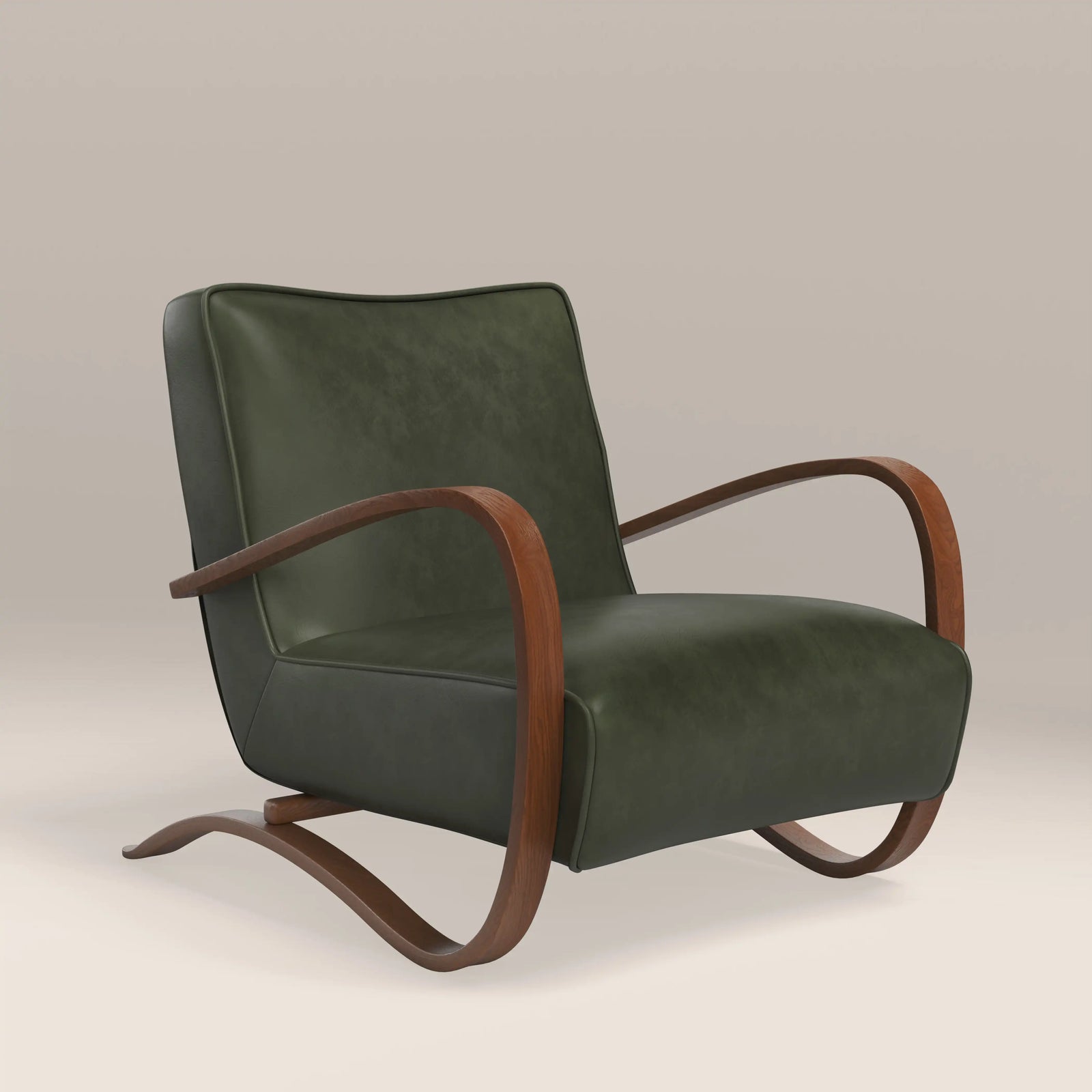Ada Accent Chair | Vintage Green Faux Leather & Walnut