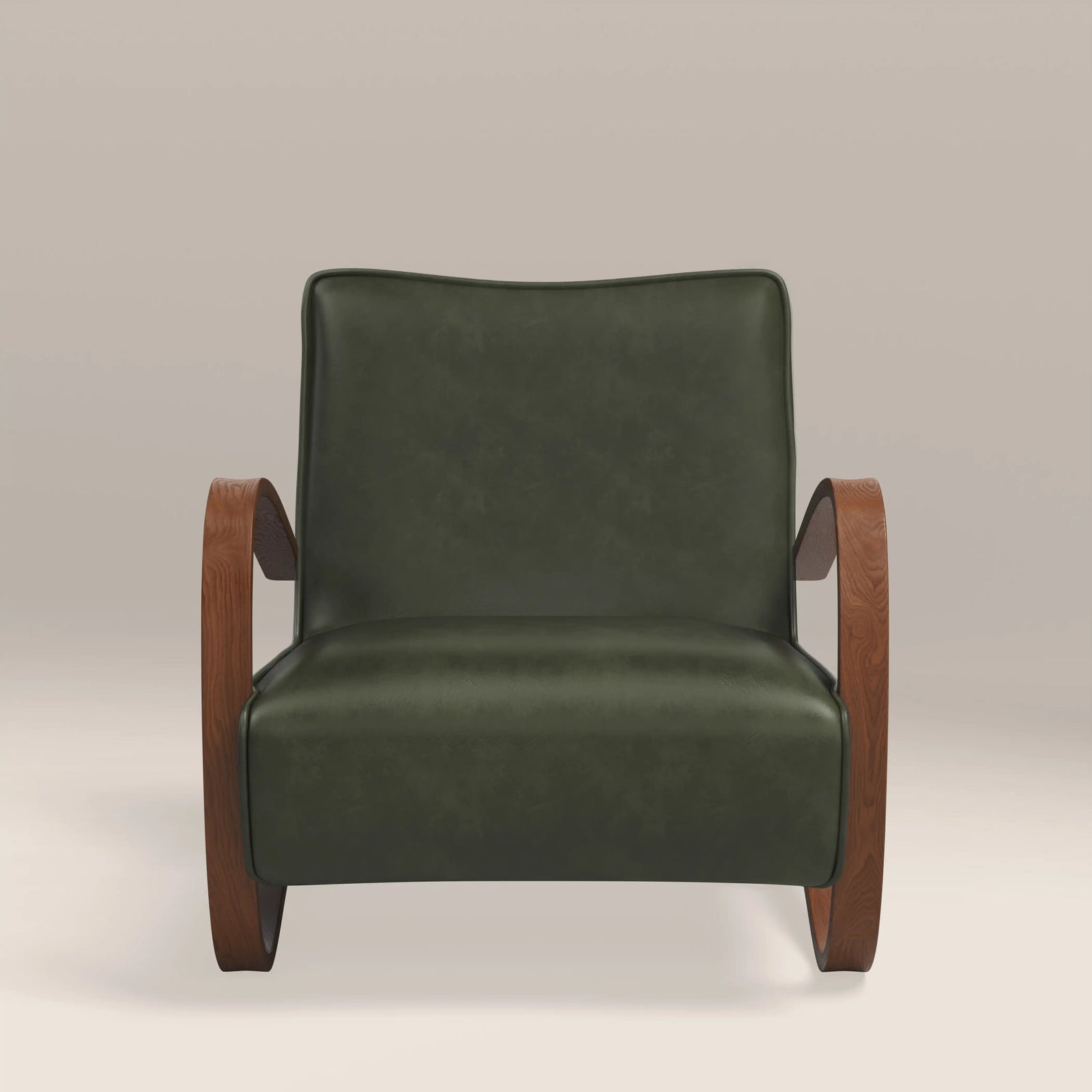 Ada Accent Chair | Vintage Green Faux Leather & Walnut