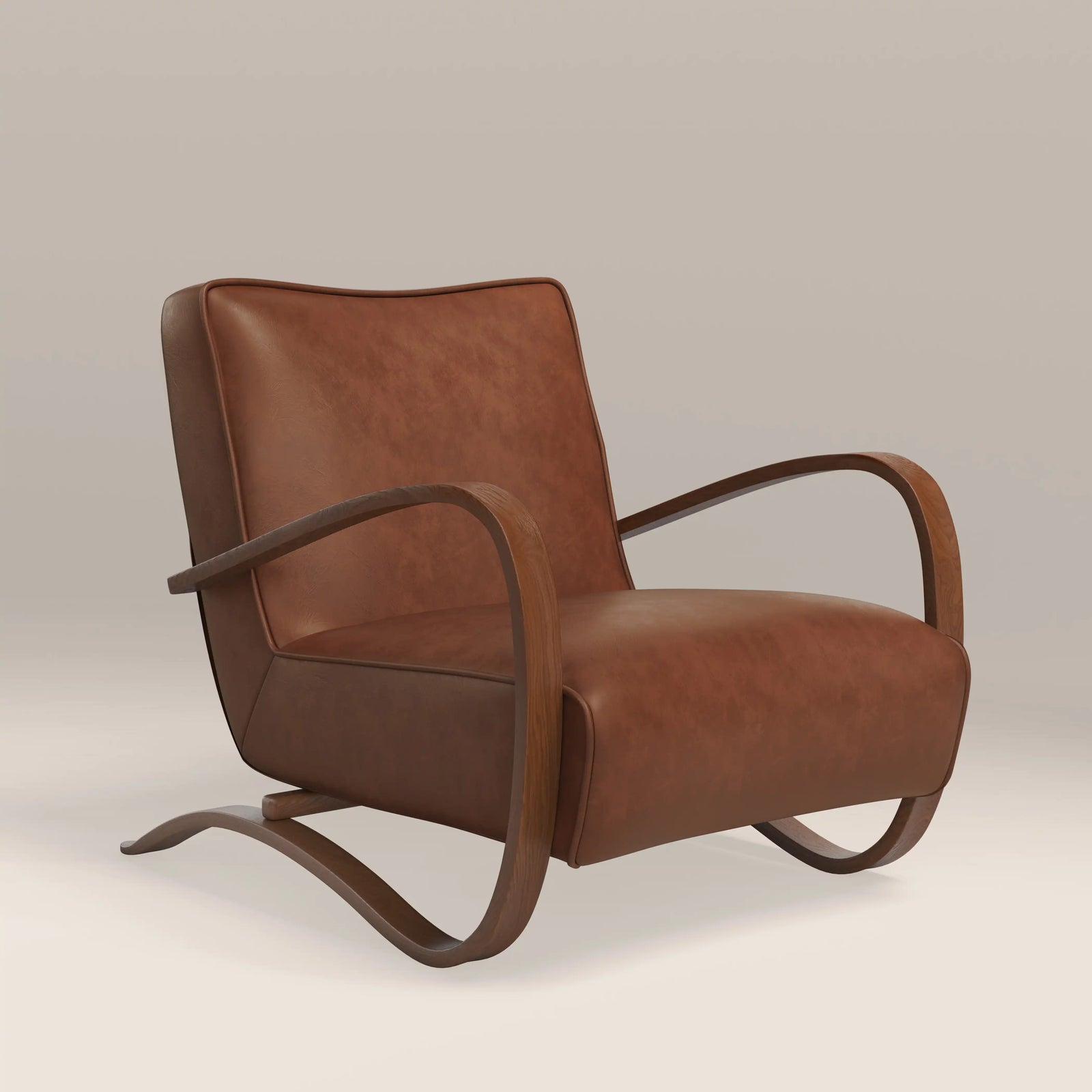 Ada Accent Chair | Vintage Tan Faux Leather & Walnut