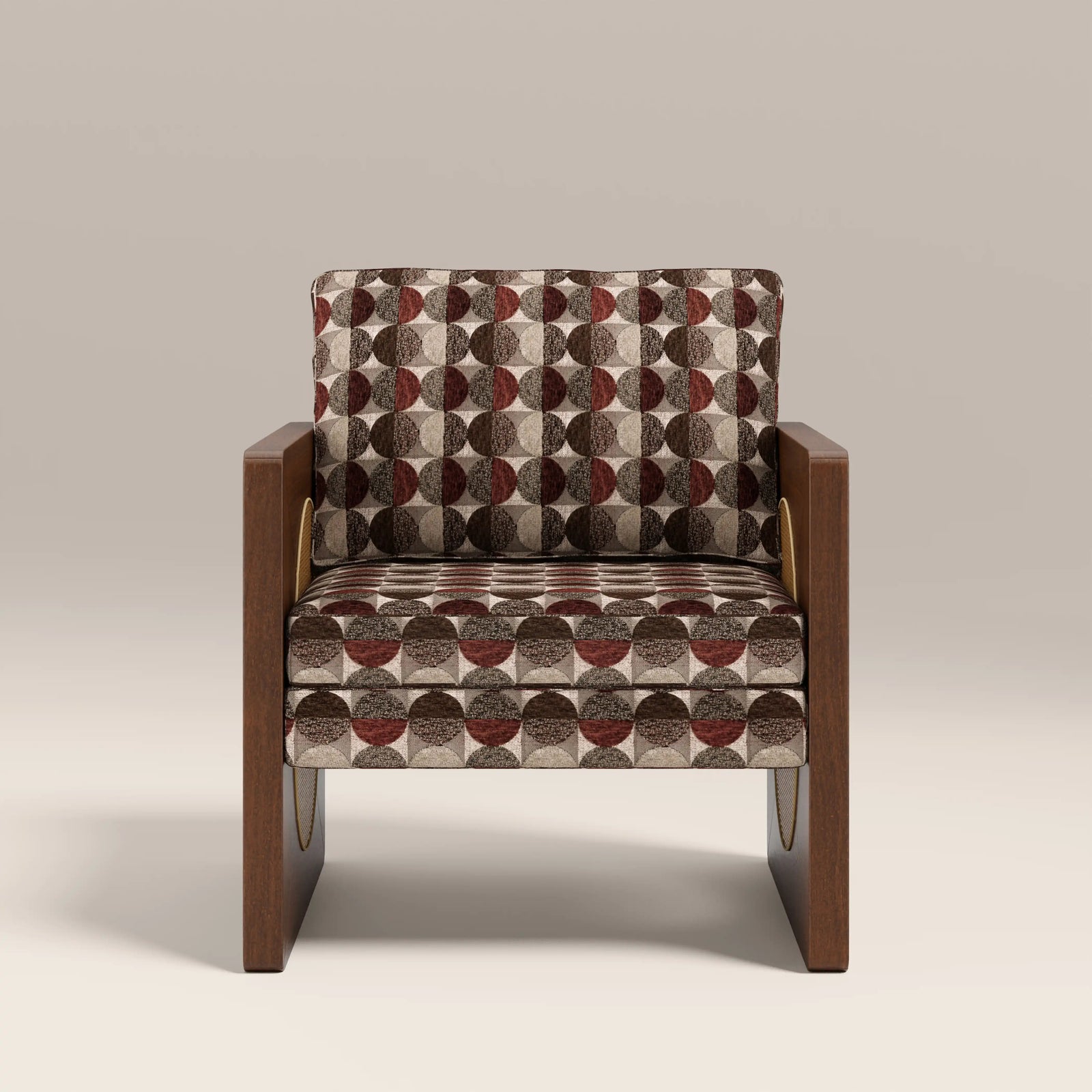 Greta Accent Chair | Multicolour Orbis Patterned Fabric & Walnut