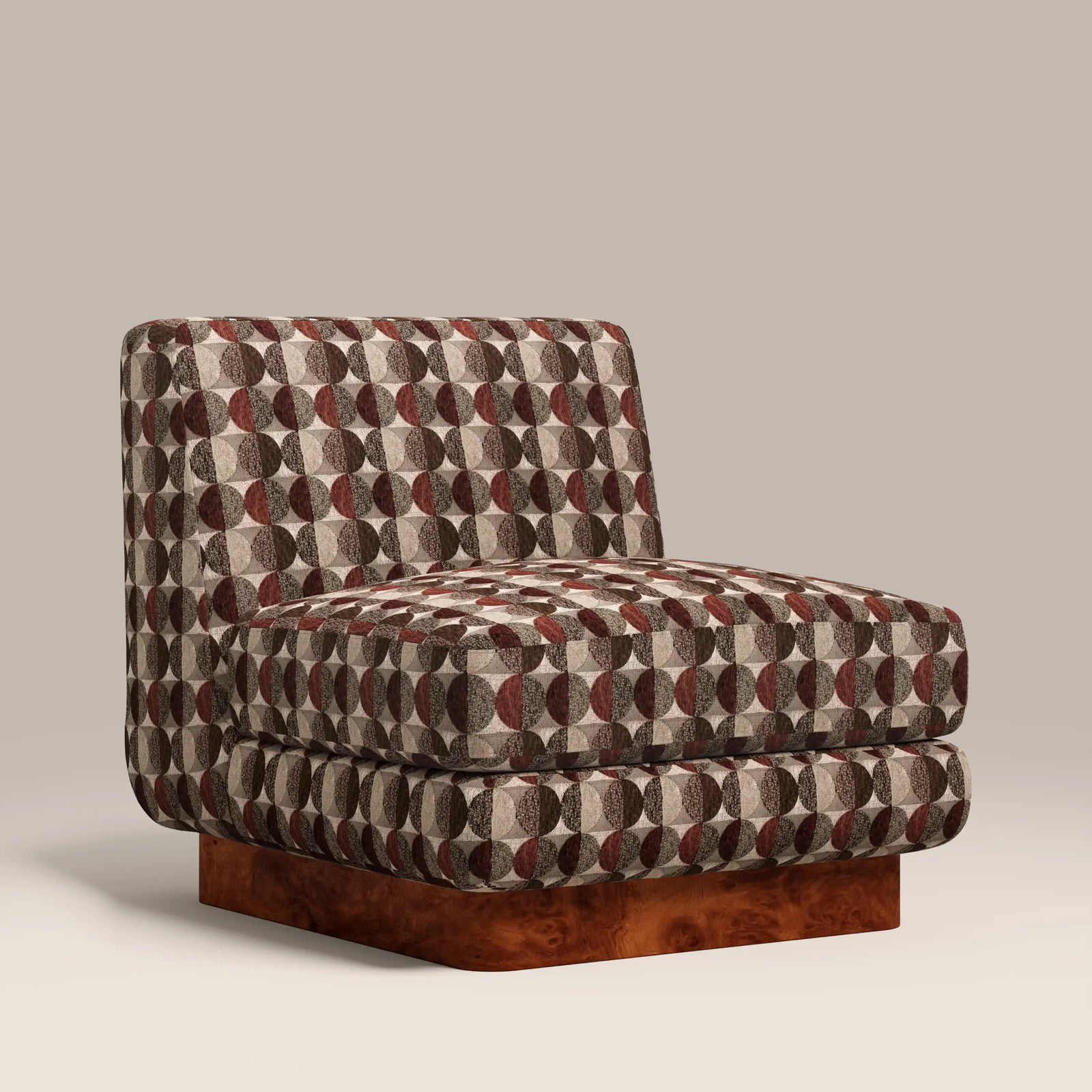 Harrison Accent Chair | Multicolour Orbis Patterned Fabric & Walnut