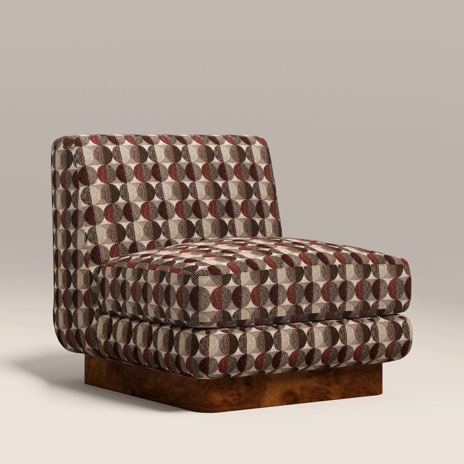 Harrison Accent Chair | Multicolour Orbis Patterned Fabric & Walnut