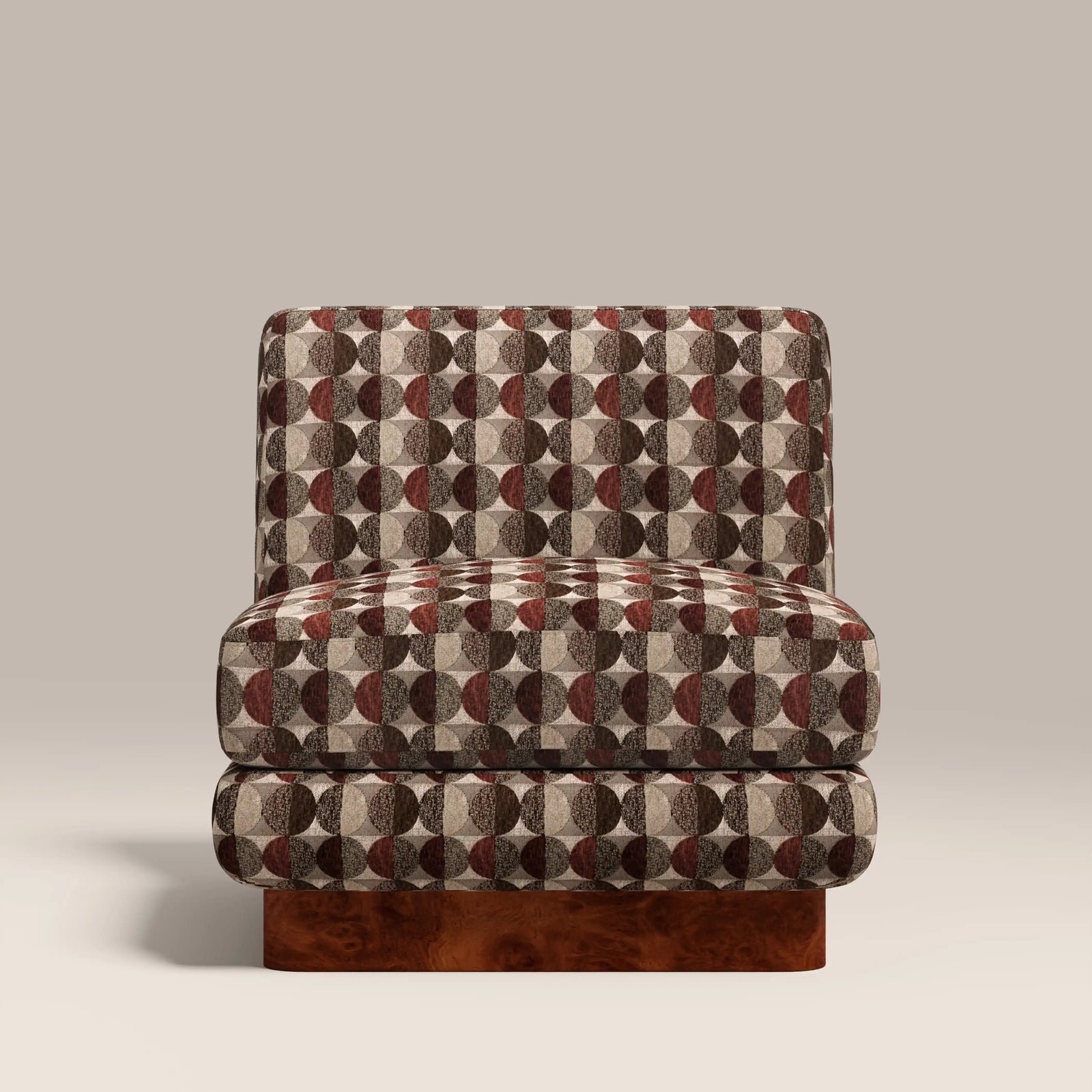 Harrison Accent Chair | Multicolour Orbis Patterned Fabric & Walnut