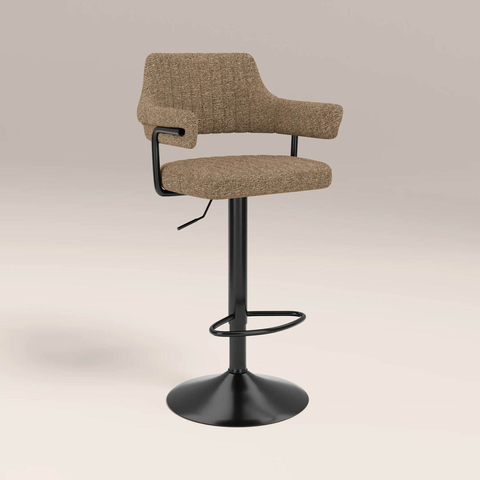 Mindy Adjustable Stool | Speckled Cappuccino Boucle & Black