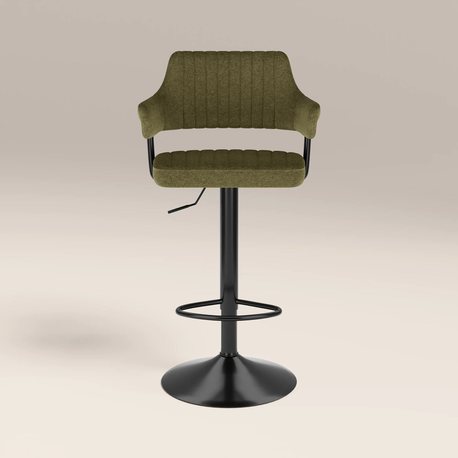 Mindy Adjustable Stool | Moss Green Sustainable Mohair Velvet & Black