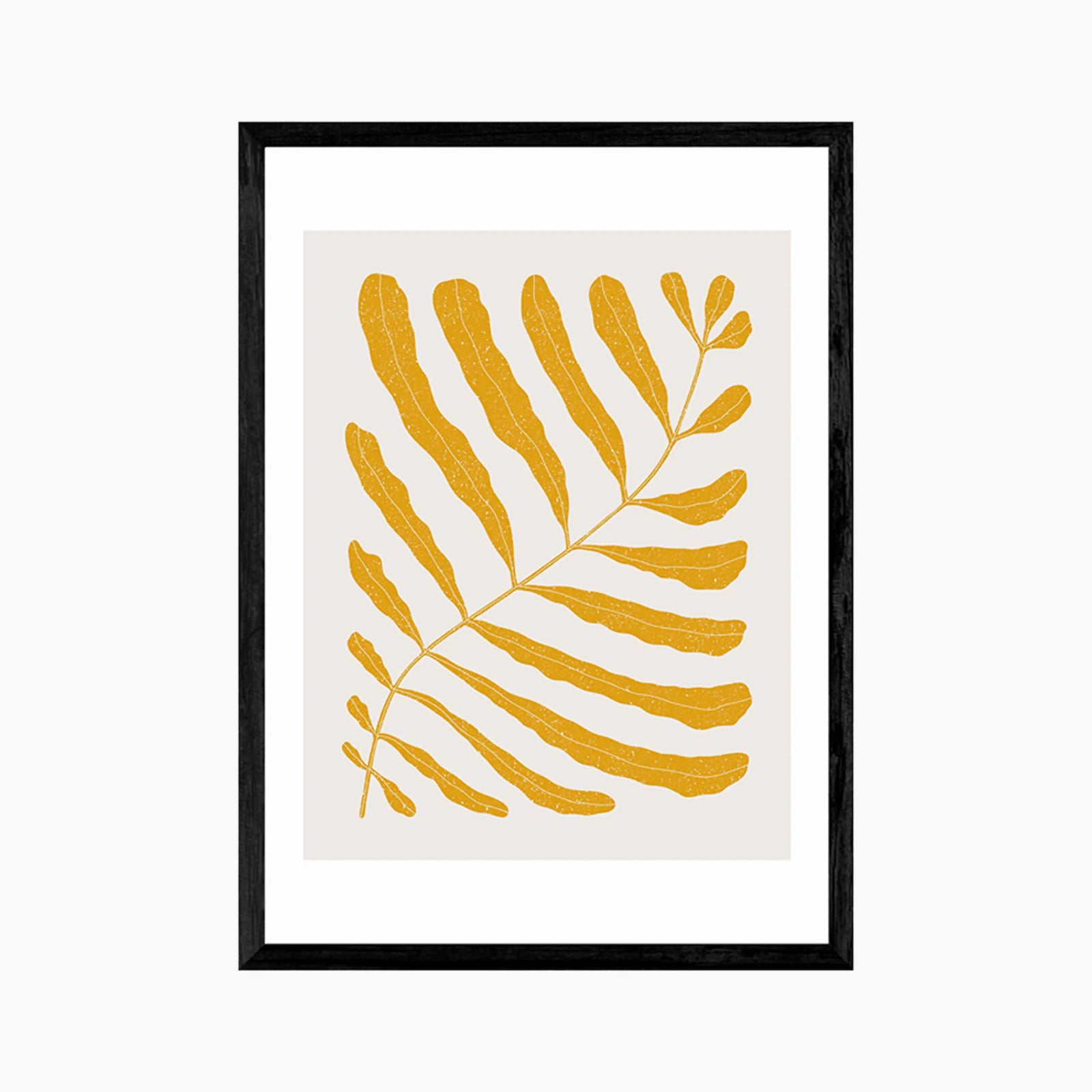 Mustard Leaves On Taupe Graphic Print