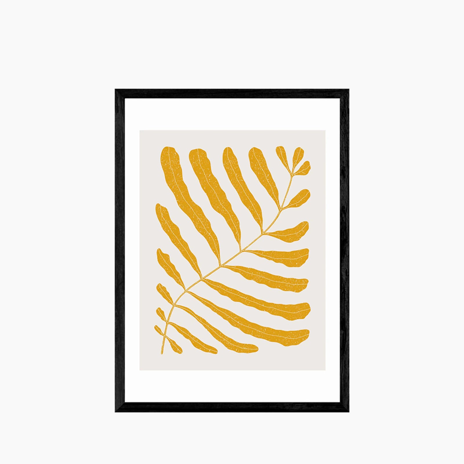 Mustard Leaves On Taupe Graphic Print