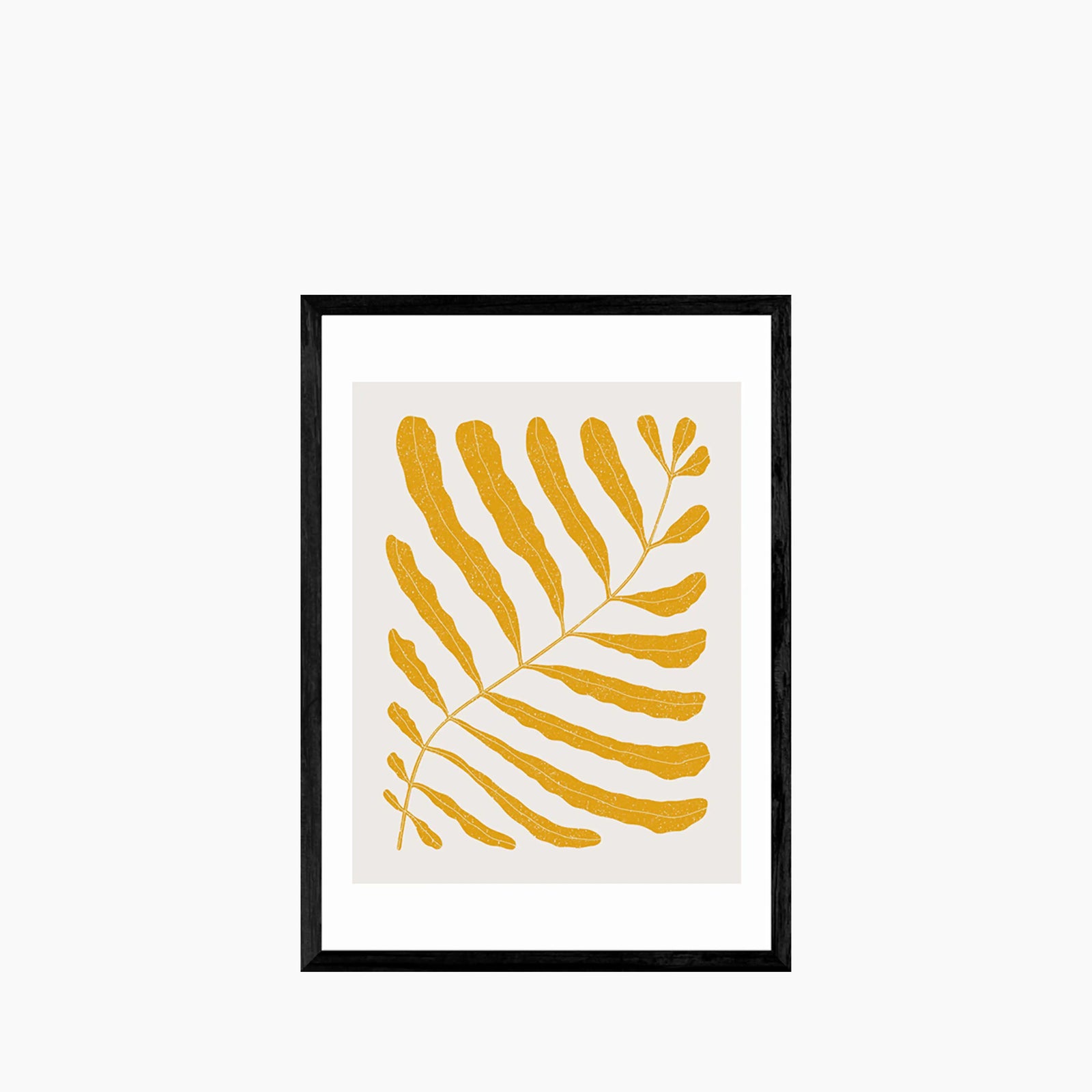 Mustard Leaves On Taupe Graphic Print
