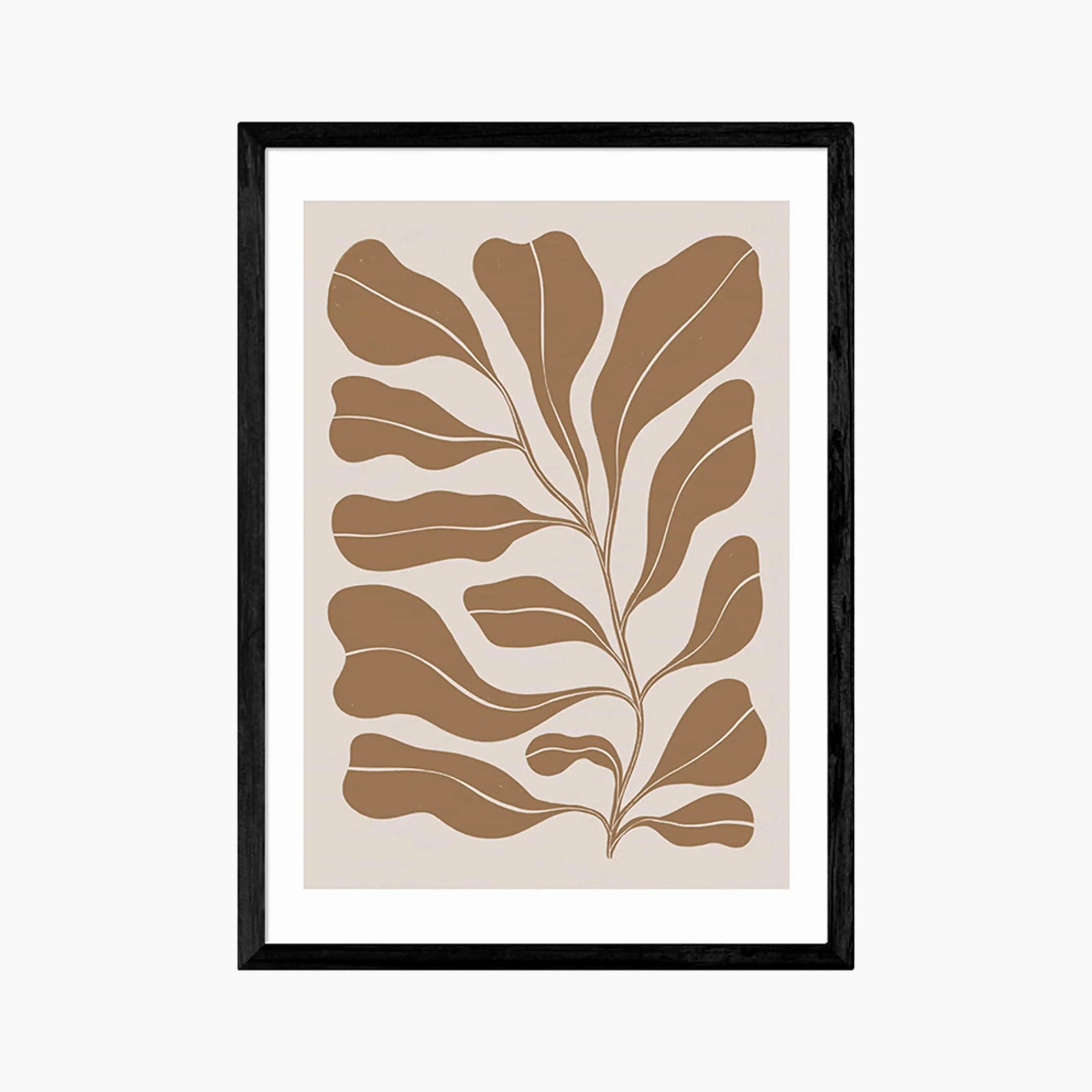 Soft Leaves On Taupe Graphic Print