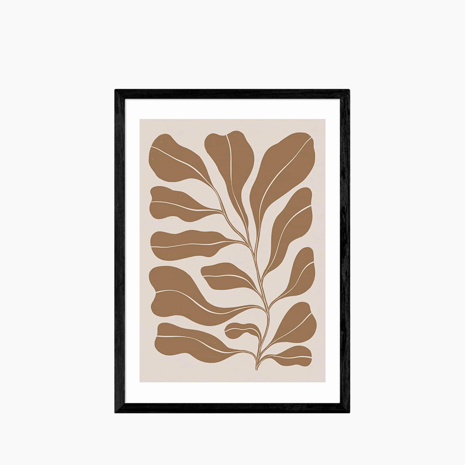 Soft Leaves On Taupe Graphic Print