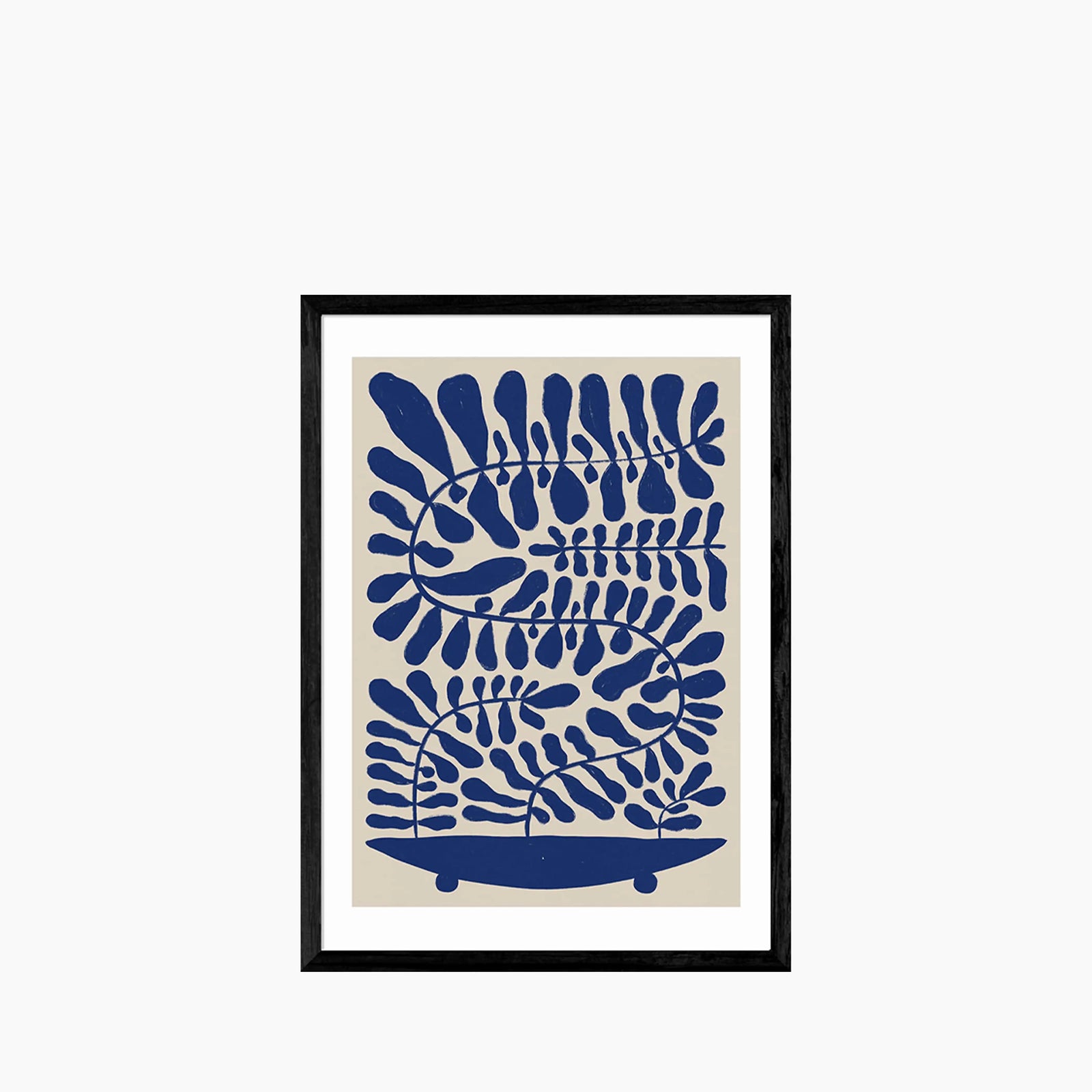 Navy Leaved Plant On Taupe Graphic Print