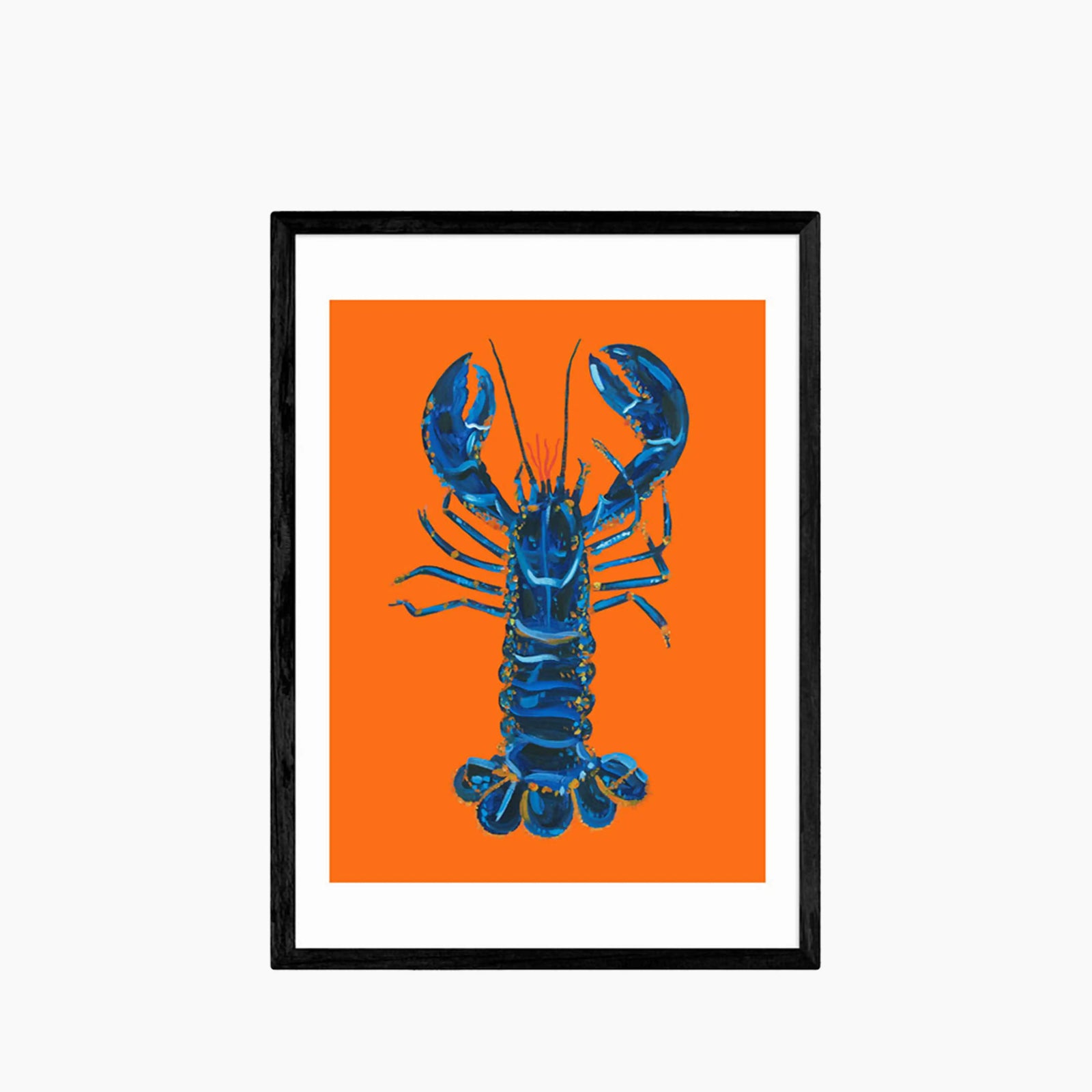 Blue Lobster On Orange Graphic Print
