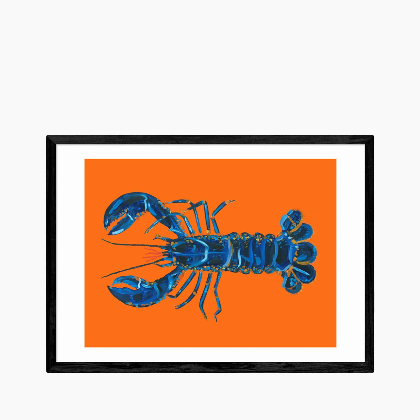 Blue Lobster On Orange Graphic Print