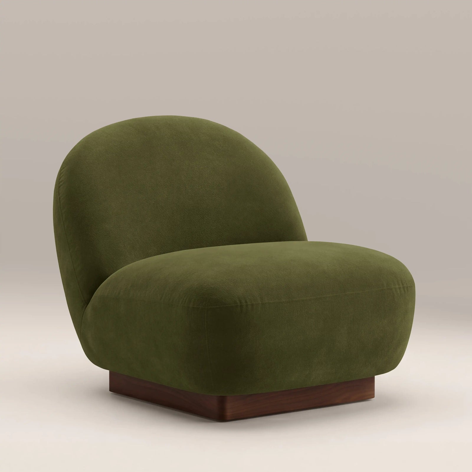 Erin Armchair | Olive Green Sustainable Velvet & Walnut