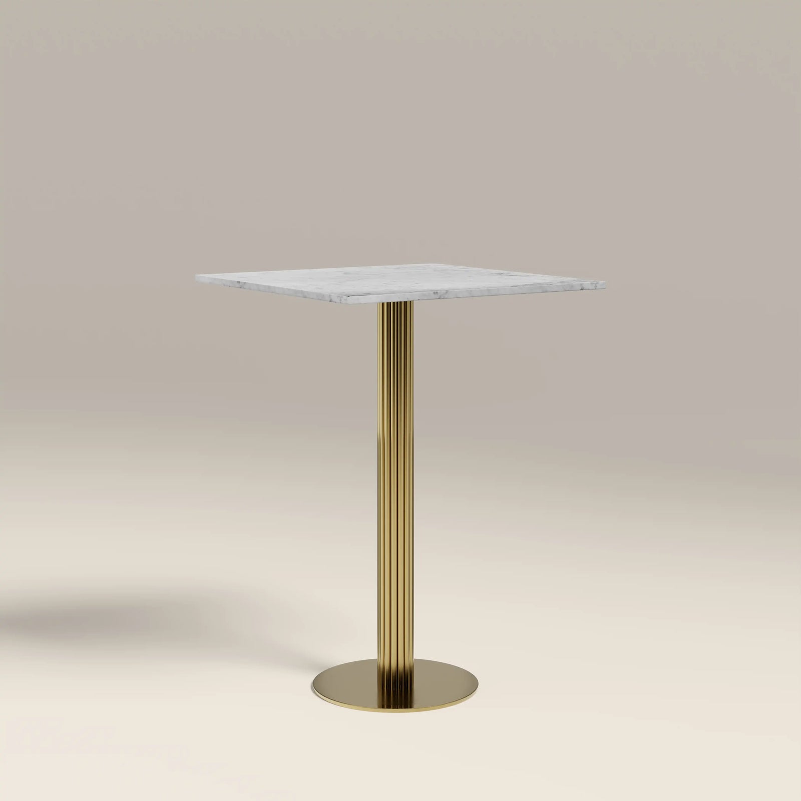 Rafferty 2 Seat Square Bar Table  | White Marble & Brass