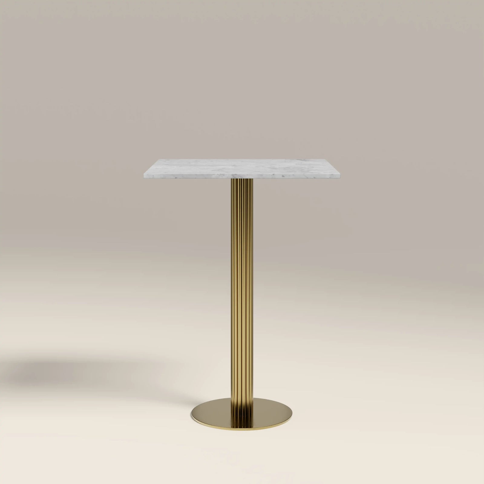 Rafferty 2 Seat Square Bar Table  | White Marble & Brass