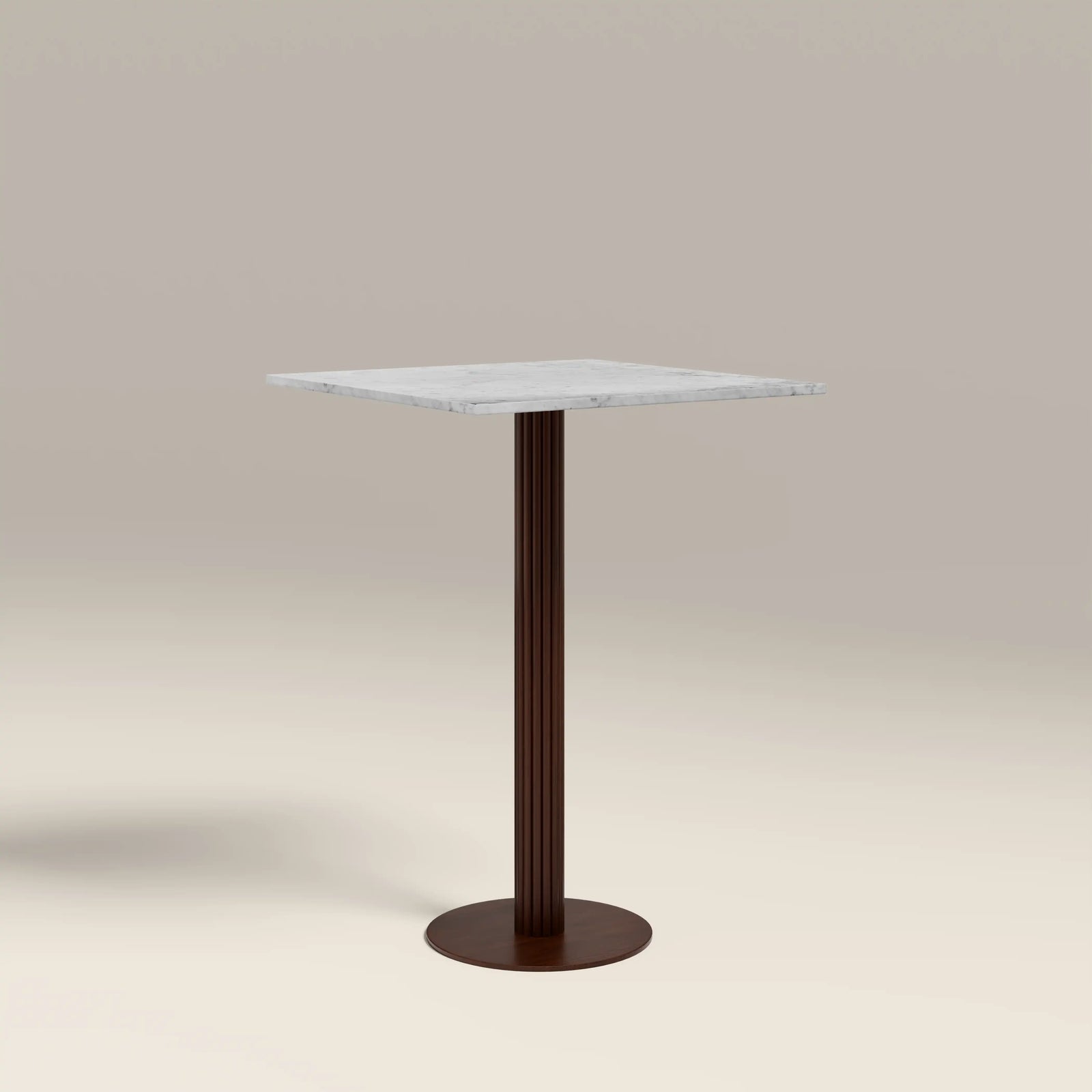 Rafferty 2 Seat Square Bar Table  | White Marble & Walnut
