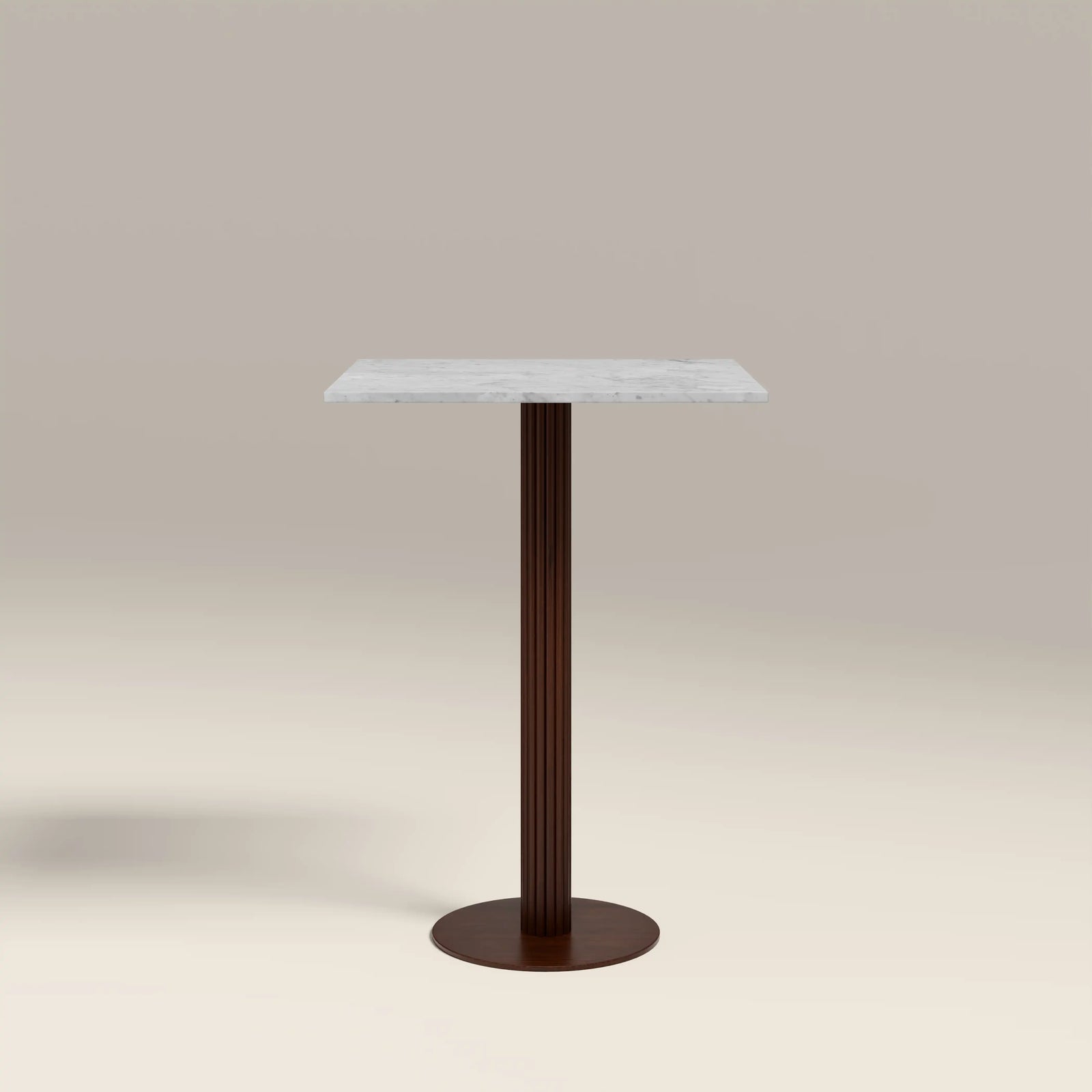 Rafferty 2 Seat Square Bar Table  | White Marble & Walnut