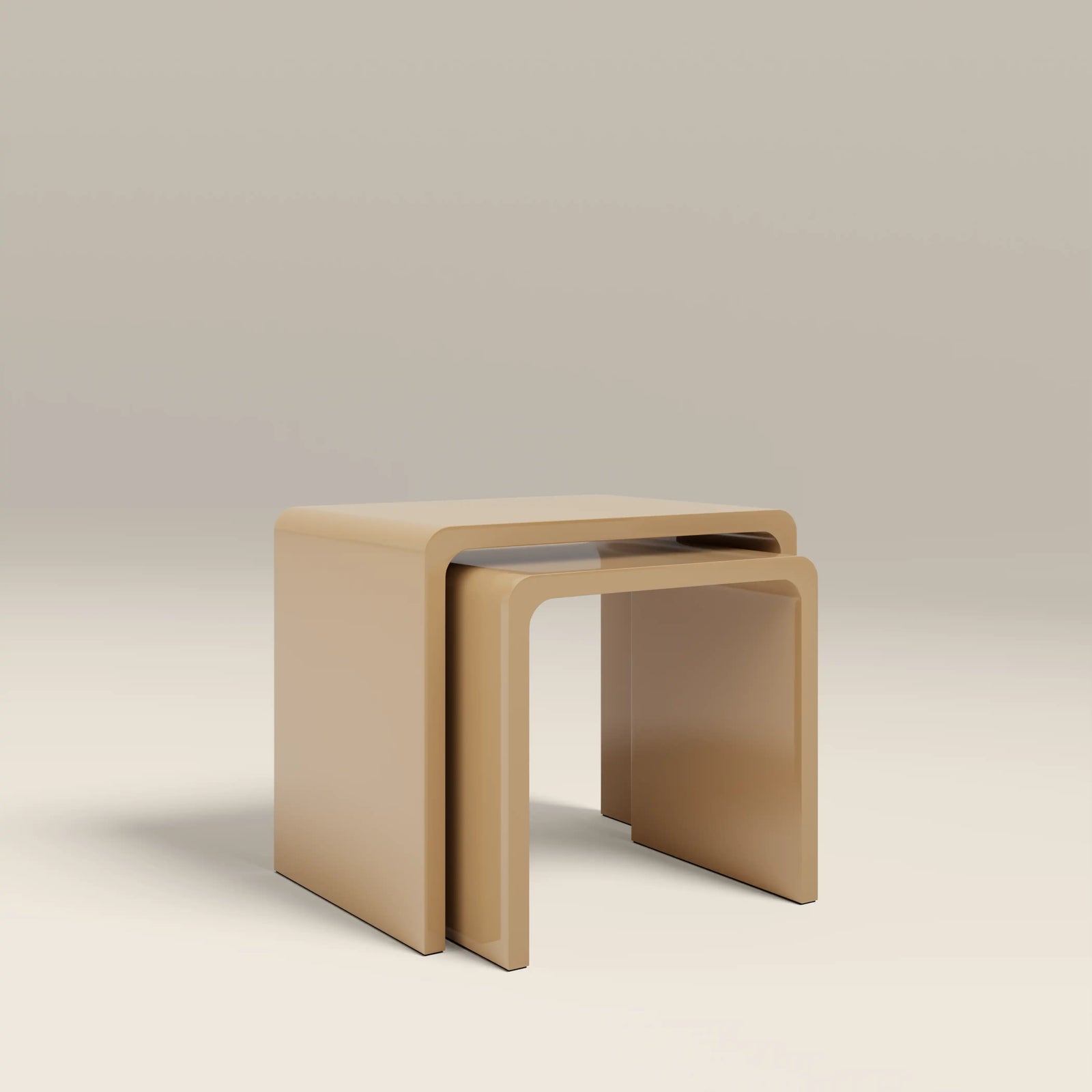 Barney Set of 2 Rectangle Nesting Side Tables | High Gloss Taupe