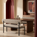 Arbor 3 Seater Dining Bench | Speckled Stone Sustainable Boucle & Black