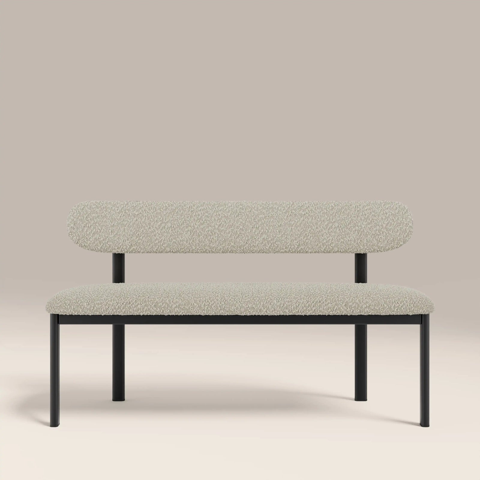 Arbor 3 Seater Dining Bench | Speckled Stone Sustainable Boucle & Black