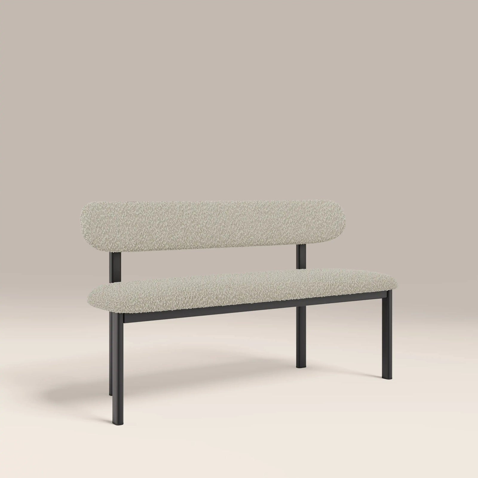 Arbor 3 Seater Dining Bench | Speckled Stone Sustainable Boucle & Black