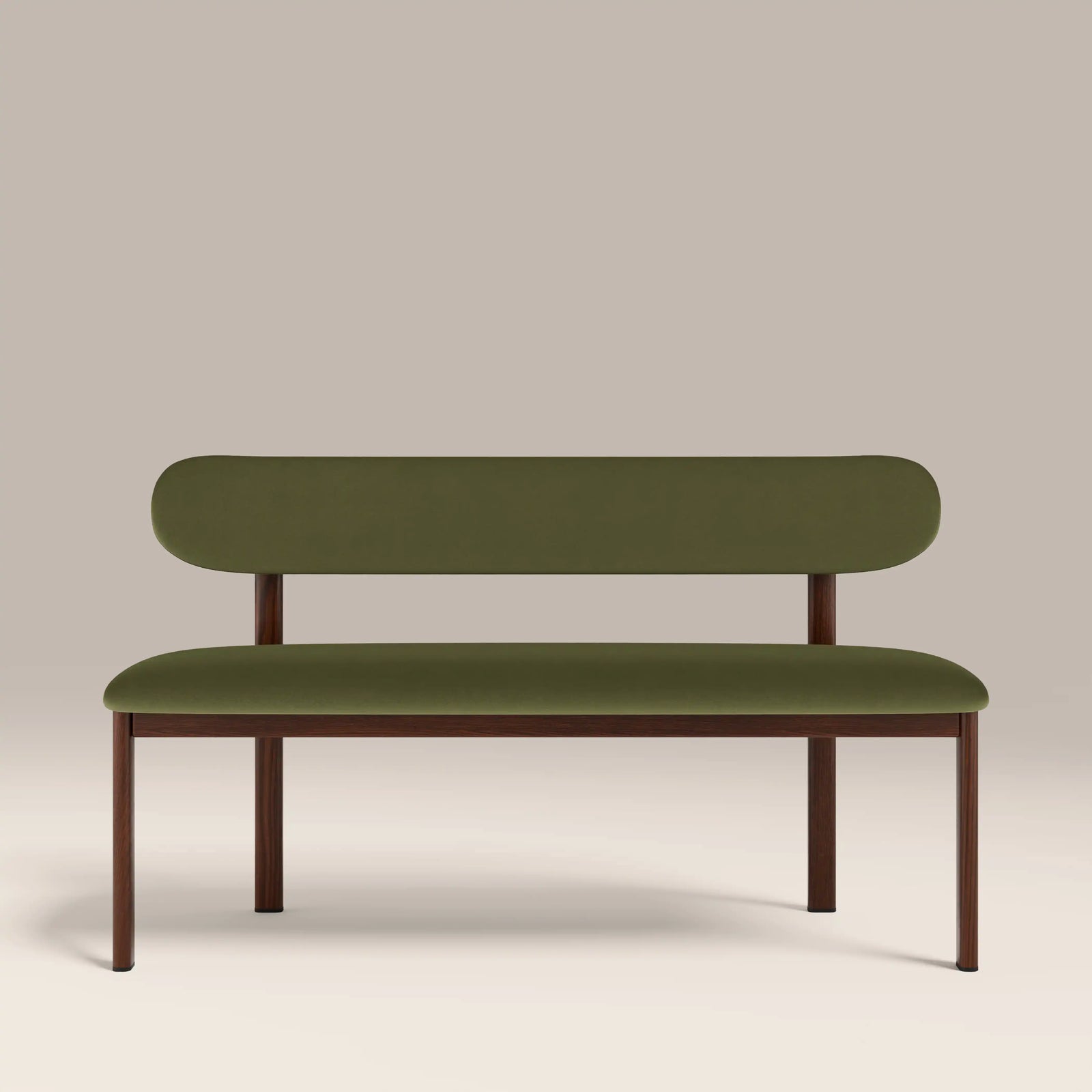 Arbor 3 Seater Dining Bench | Olive Green Sustainable Velvet & Walnut