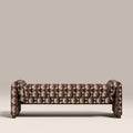 Bennett 3 Seater Bench | Multicolour Orbis Patterned Fabric & Walnut