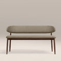 Halston 3 Seater Dining Bench | Soft Barley Sustainable Mohair Velvet & Walnut