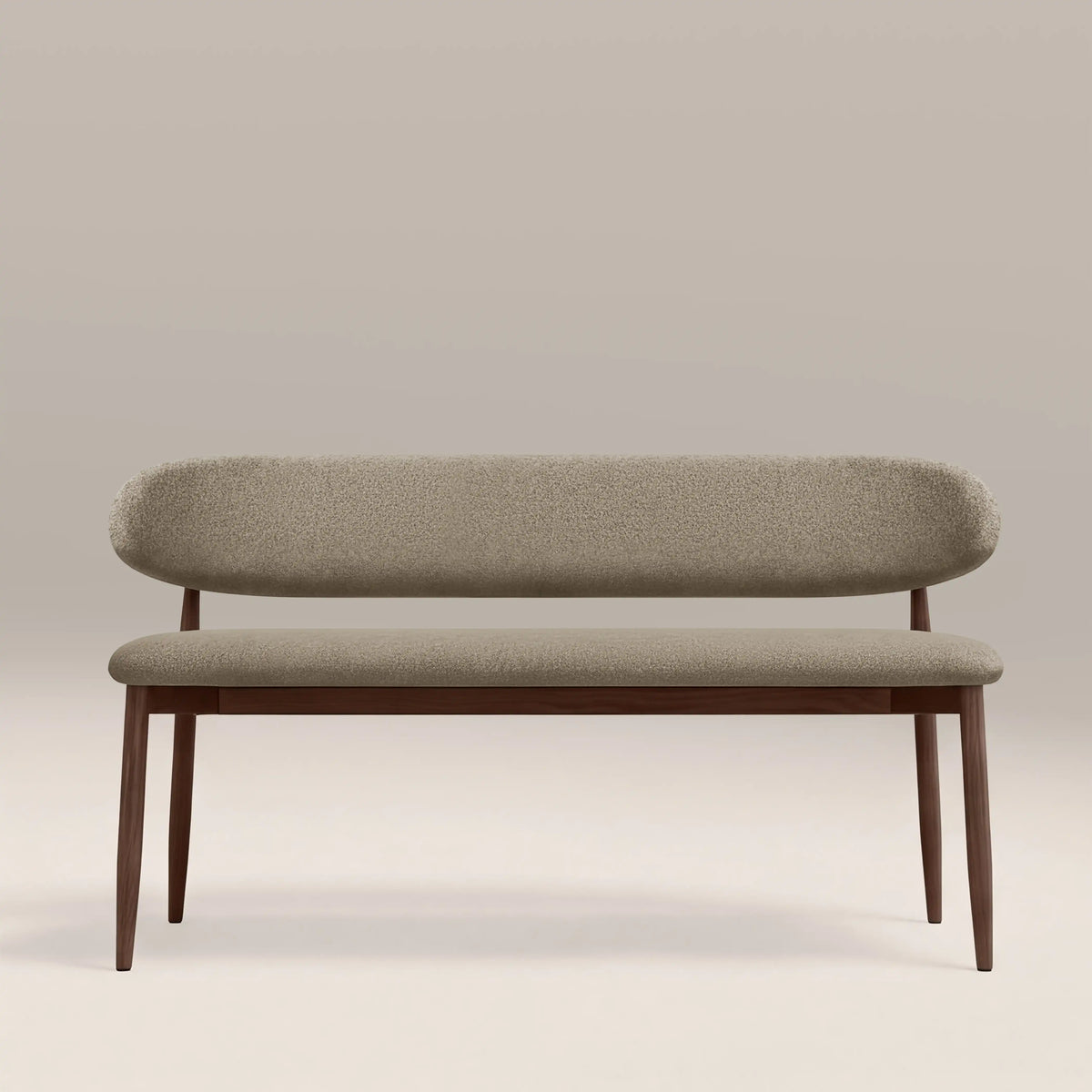 Halston 3 Seater Dining Bench | Soft Barley Sustainable Mohair Velvet & Walnut