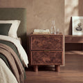 Arden 2 Drawer Wooden Bedside Table | Walnut Burl Wood