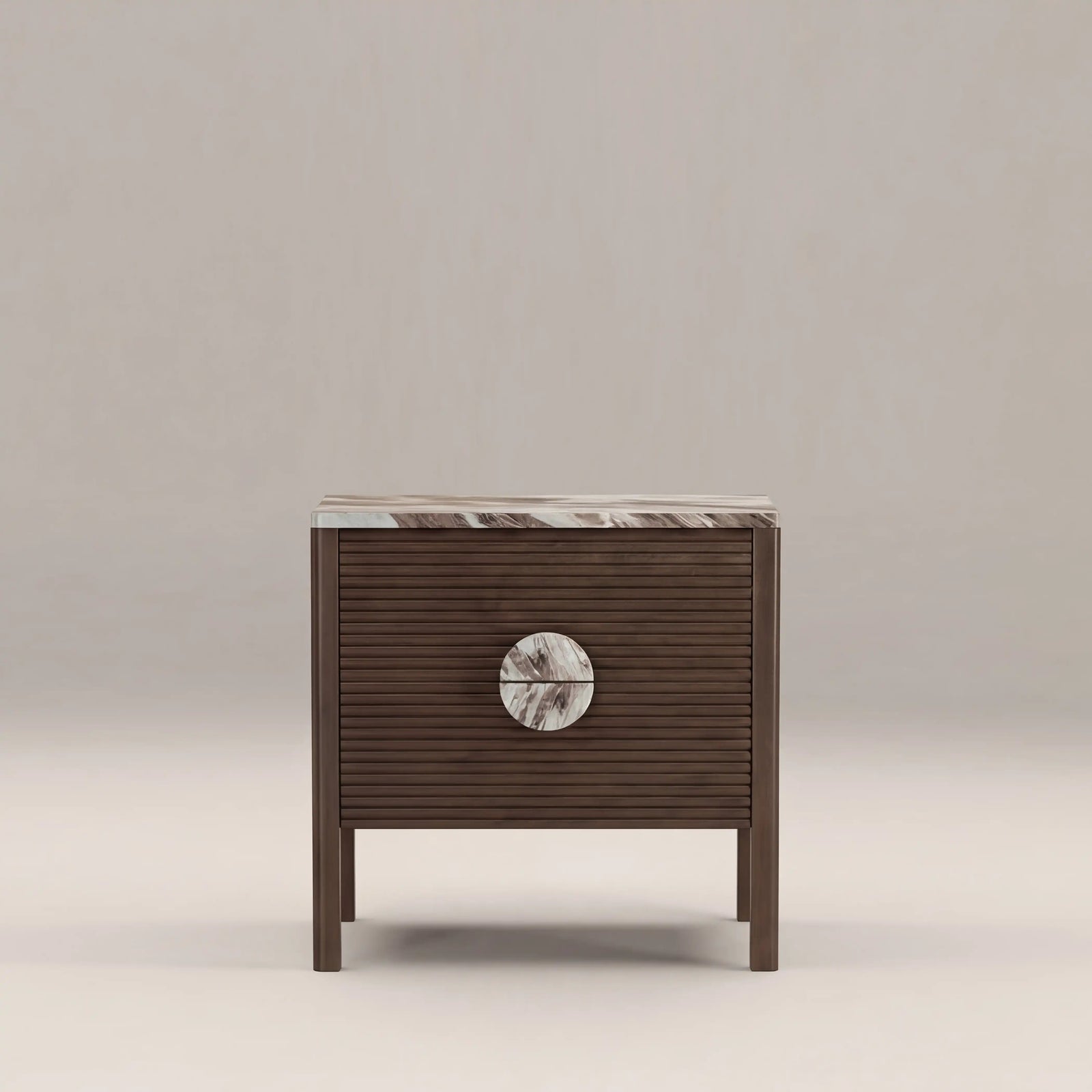 Tana 2 Drawer Bedside Table | French Riviera Honed Marble & Walnut