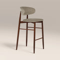 Halston Bar Stool | Soft Barley Sustainable Mohair Velvet & Walnut