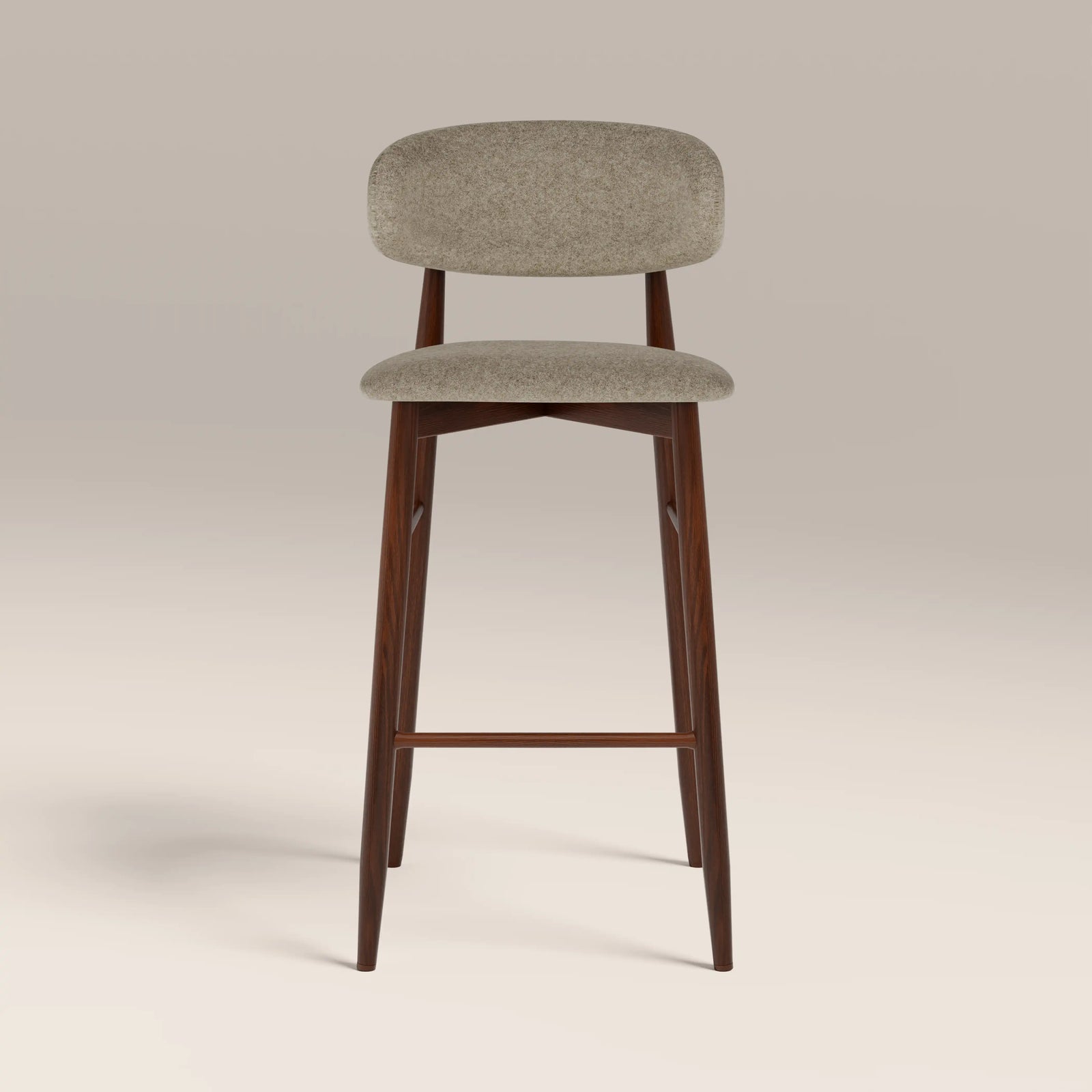 Halston Bar Stool | Soft Barley Sustainable Mohair Velvet & Walnut
