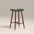 Hatton Wooden Bar Stool | Vintage Green Faux Leather & Walnut