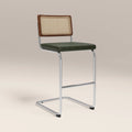 Kenton Bar Stool | Vintage Green Faux Leather & Chrome