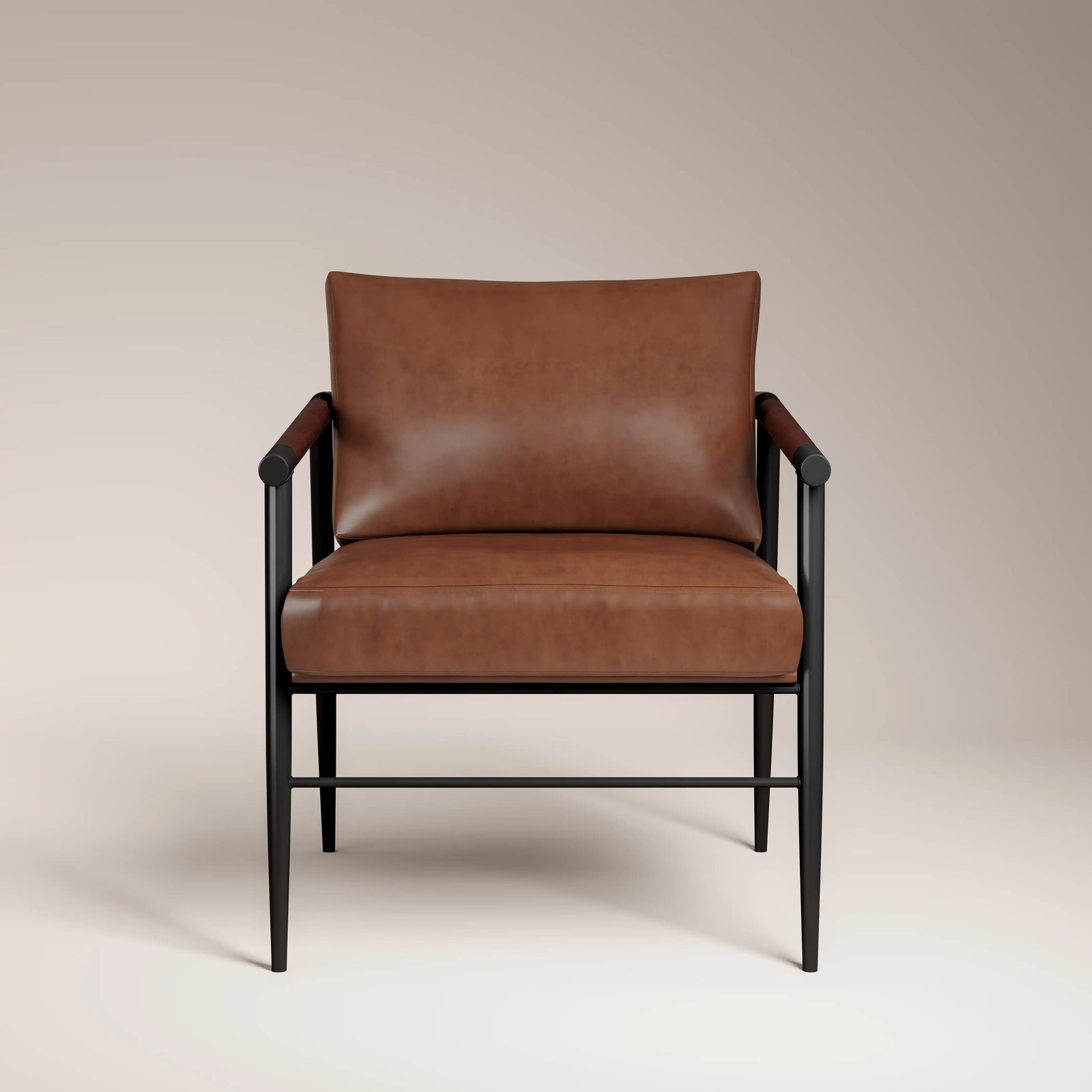 Barbican Armchair | Vintage Tan Faux Leather & Black