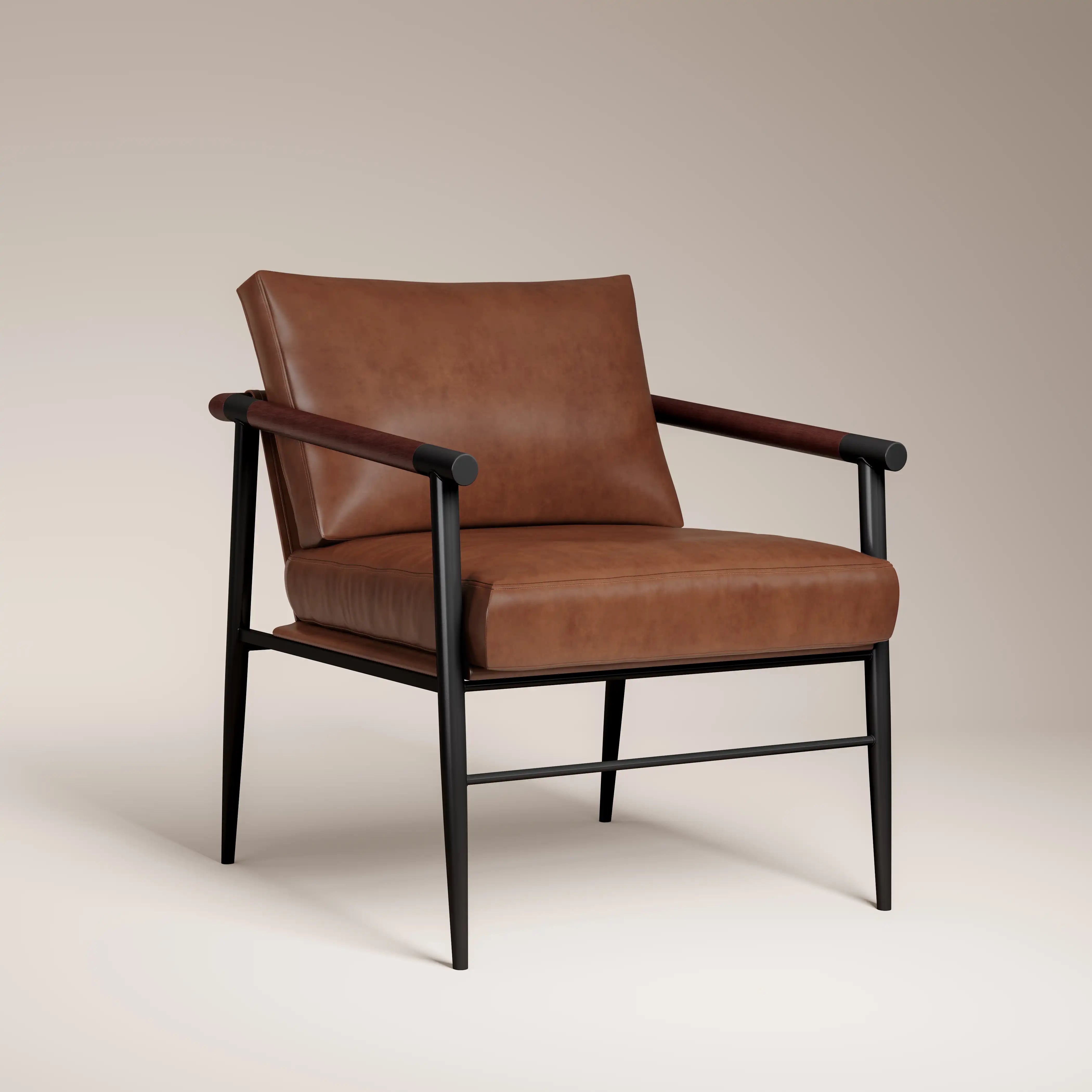 Barbican Armchair | Vintage Tan Faux Leather & Black