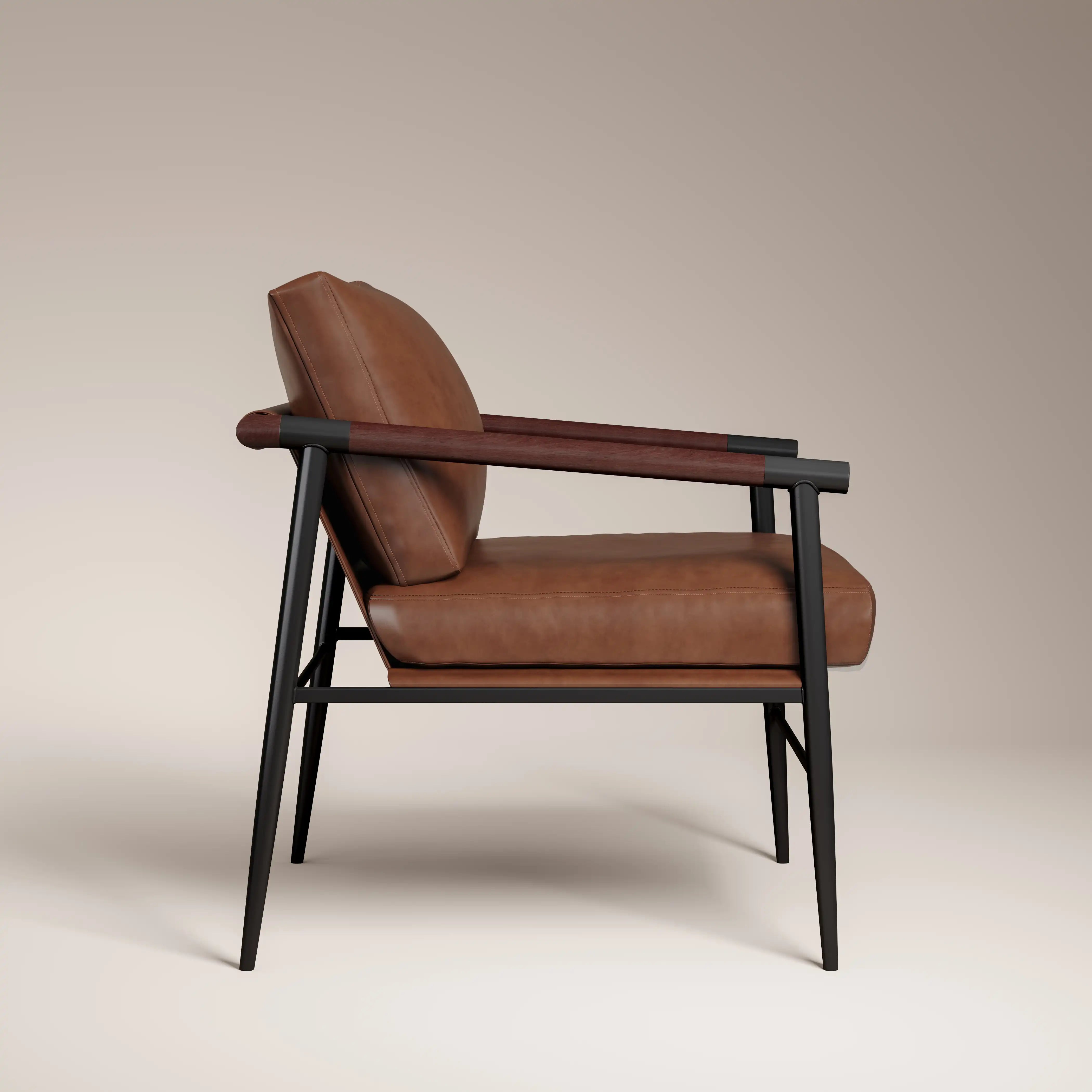Barbican Armchair | Vintage Tan Faux Leather & Black