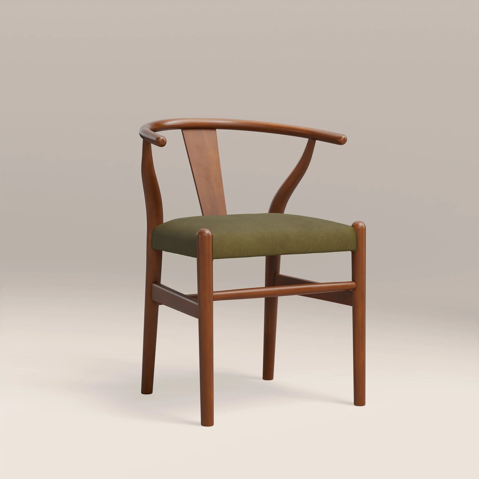 Bjorn Wooden Dining Chair | Moss Green Sustainable Mohair Velvet & Walnut
