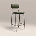 Boston Bar Stool With Backrest | Dark Green Faux Leather & Gunmetal