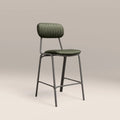 Boston Kitchen Stool With Backrest | Dark Green Faux Leather & Gunmetal
