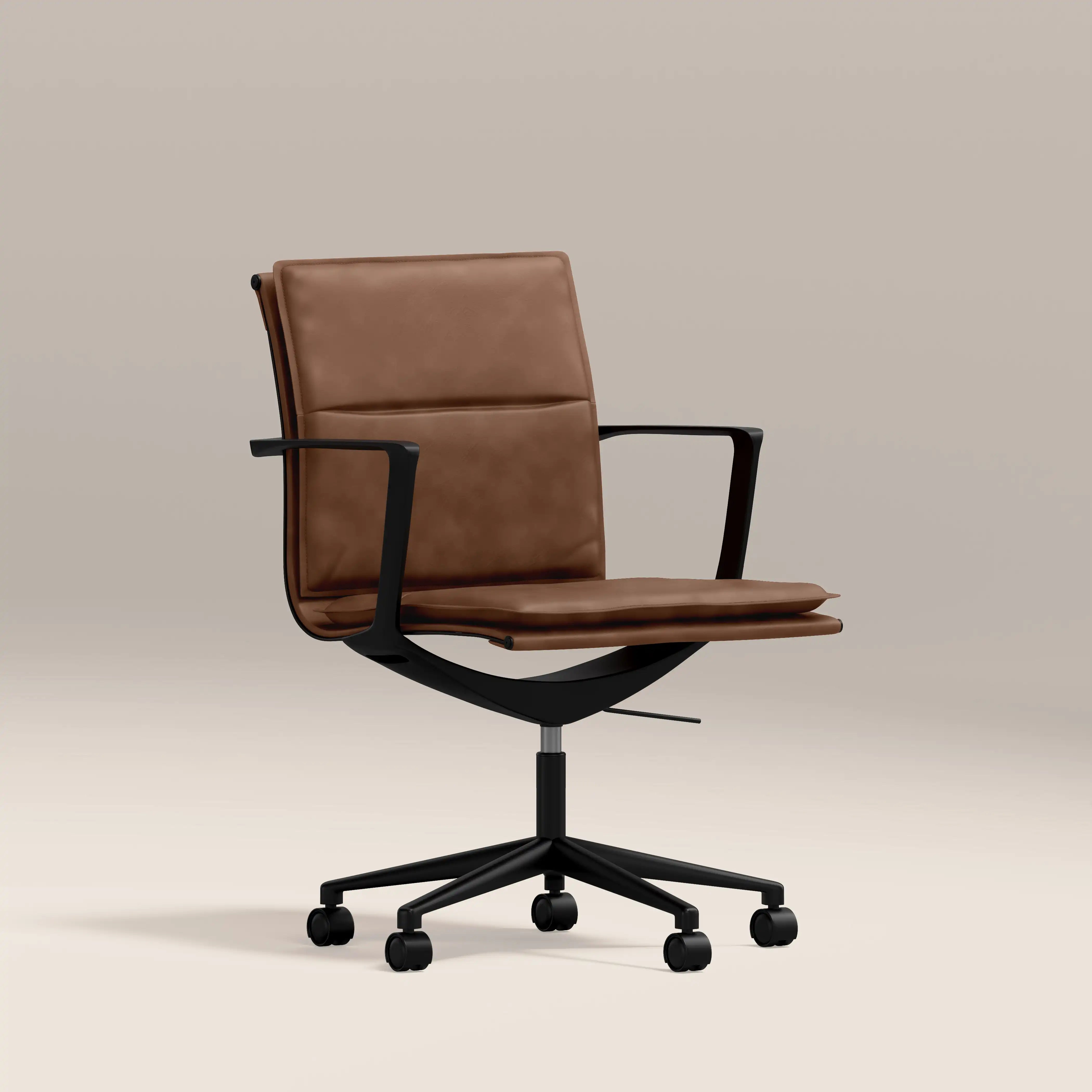 Bria Office Chair | Vintage Tan Faux Leather & Black