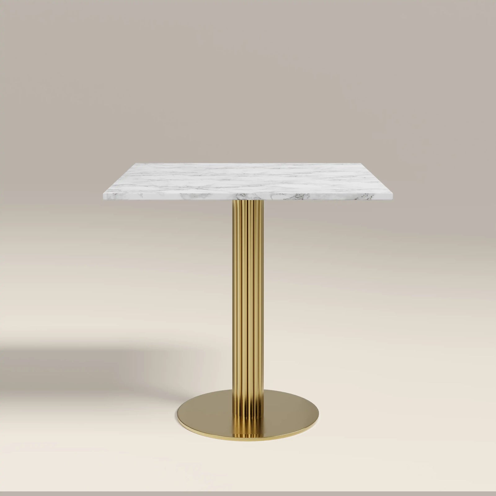 Rafferty 2 Seat Square Cafe Table  | White Marble & Brass
