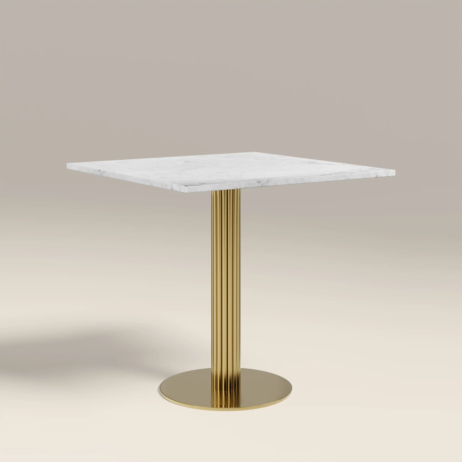 Rafferty 2 Seat Square Cafe Table  | White Marble & Brass