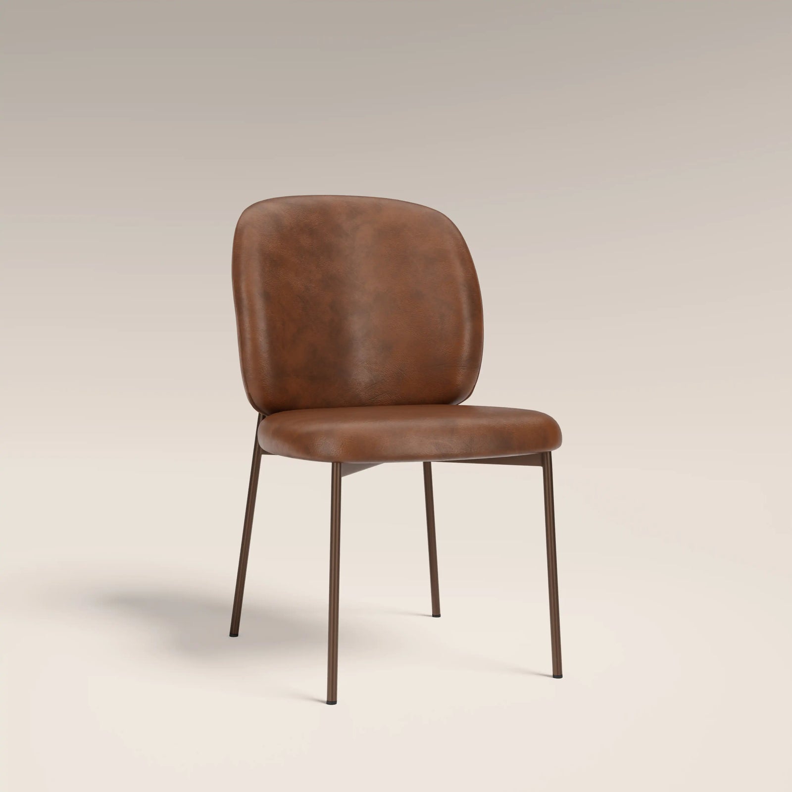 Trovi Dining Chair | Vintage Tan Faux Leather & Burnished Bronze