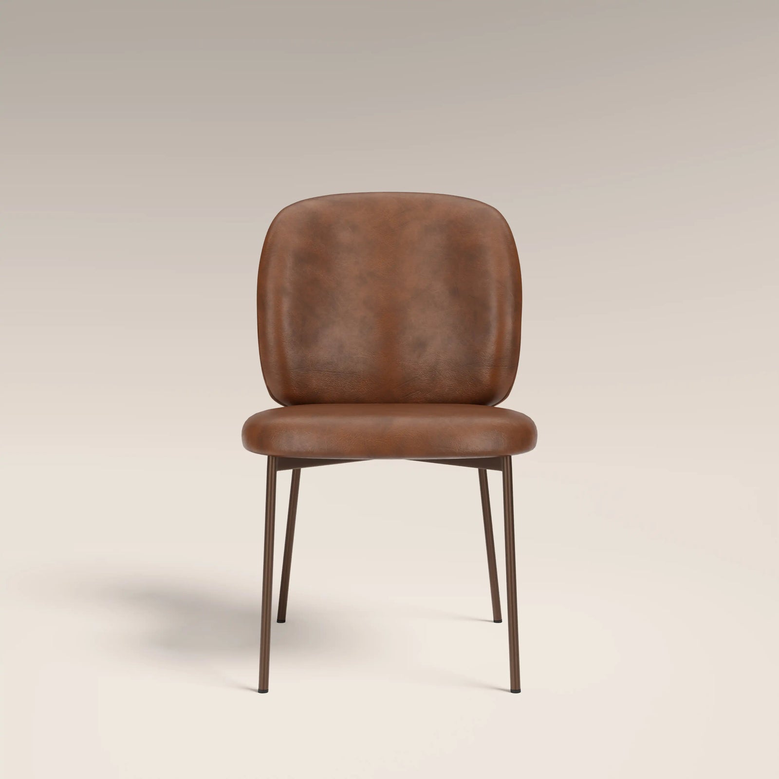 Trovi Dining Chair | Vintage Tan Faux Leather & Burnished Bronze