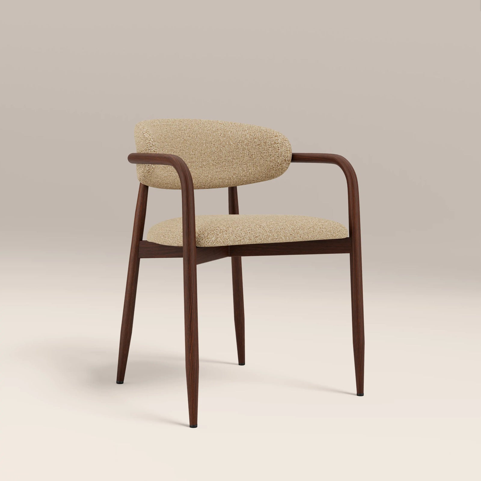 Halston Carver Dining Chair | Speckled Latte Boucle & Walnut