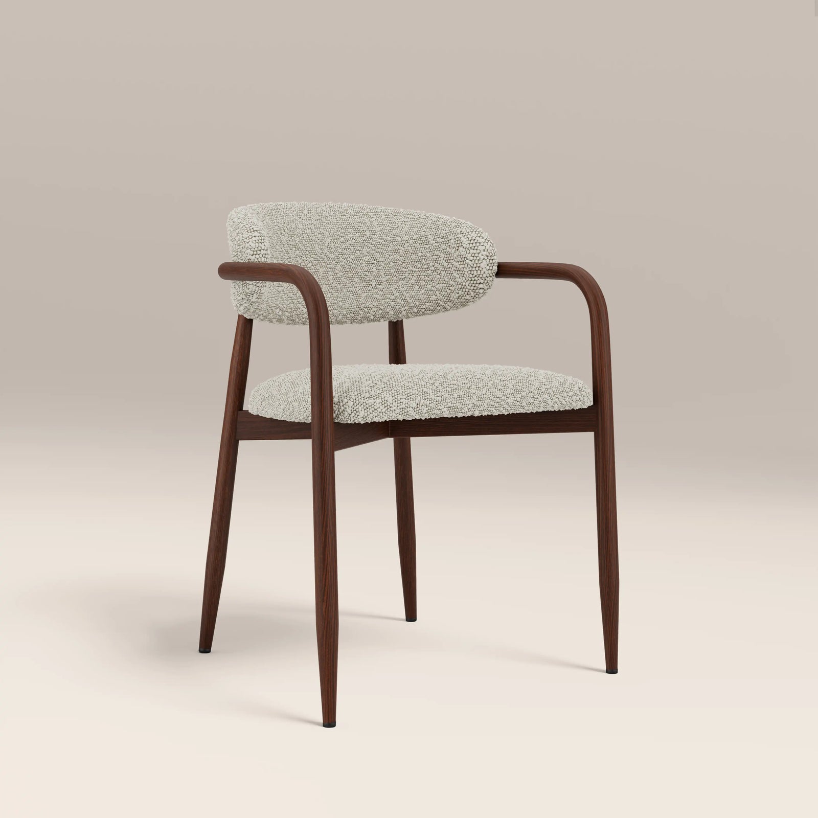 Halston Carver Dining Chair | Speckled Stone Sustainable Boucle & Walnut