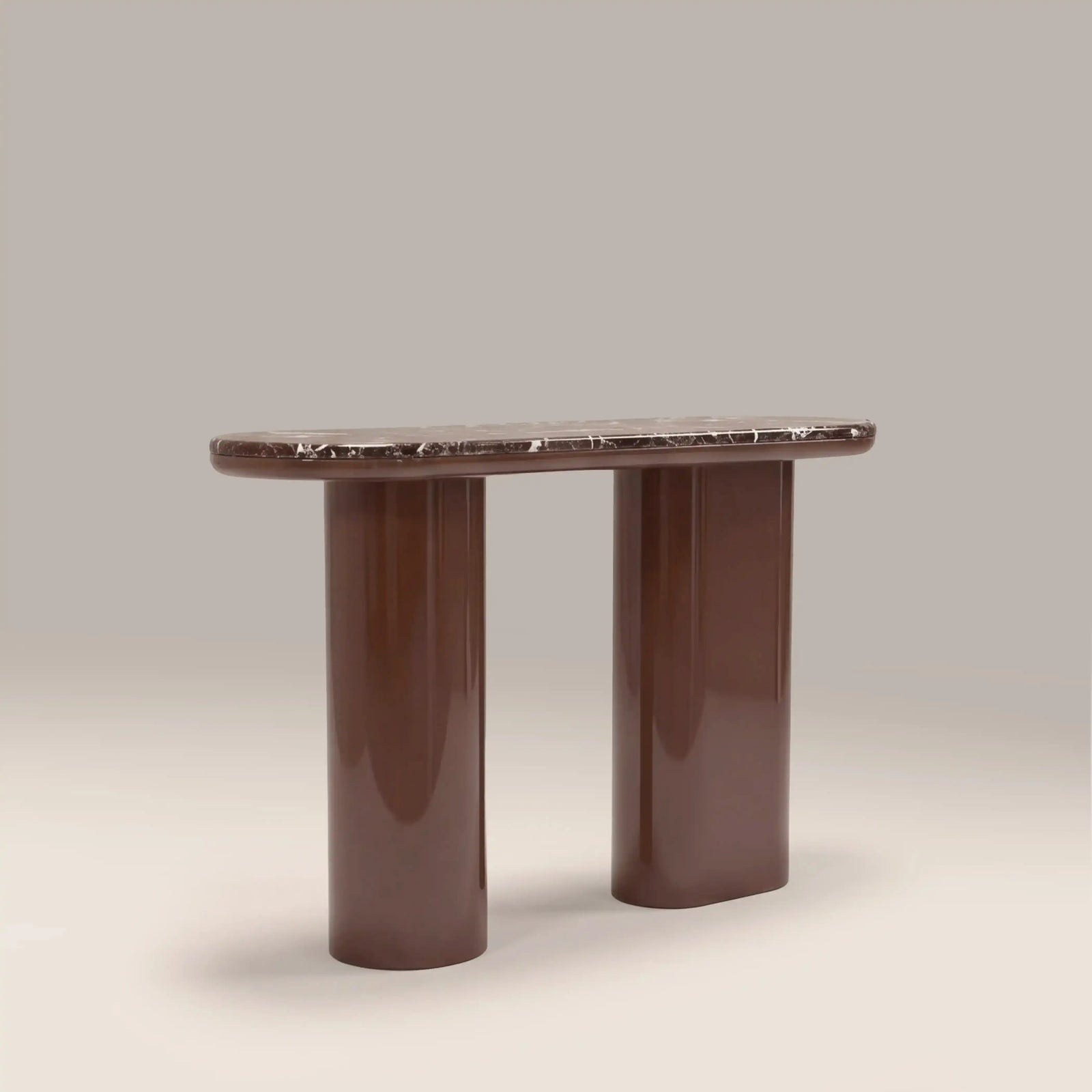 Jasper Console Table | Maroon Red Marble & High Gloss Burgundy